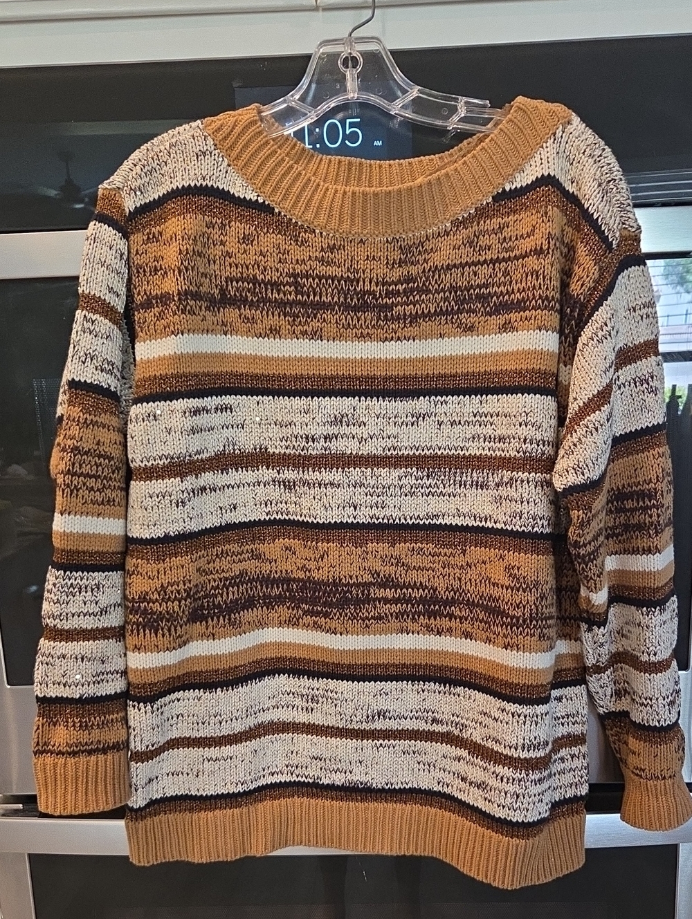 Striped Crewneck Sweater in Mustard and Cream